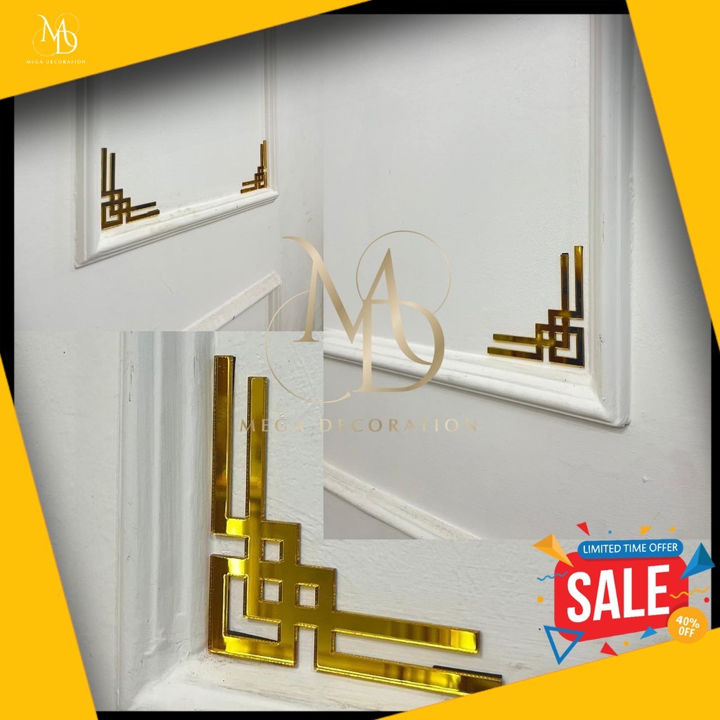 Mega decoration List gold dekorasi moulding akrilik gold miror/moulding akrilik dekorasi dinding Wal