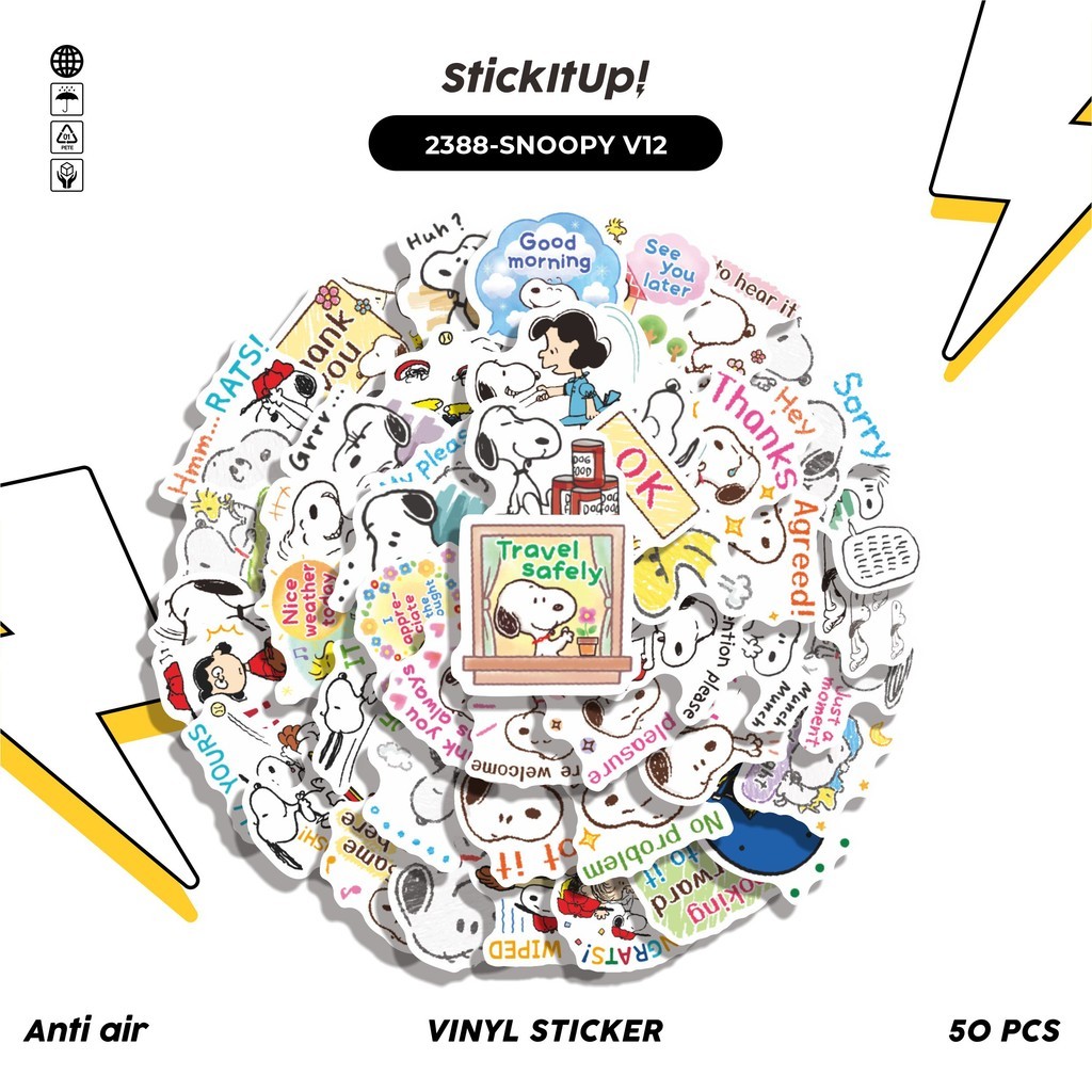 

COD✨ 50 Pcs Stiker SNOOPY V12 Lucu Anti Air Untuk Dekorasi Notebook Sepeda Skateboard Handphone DIY