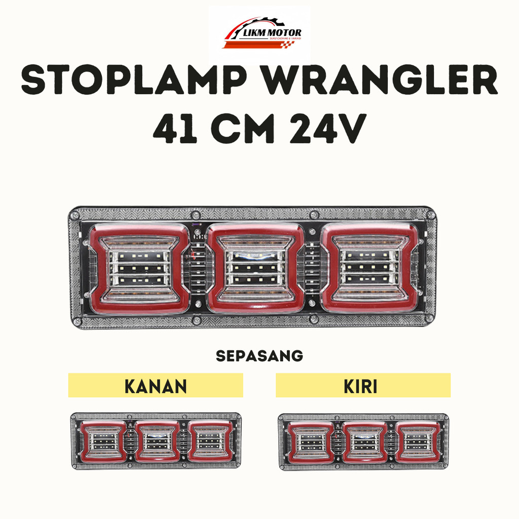 Stoplamp Truk Variasi 24 Volt Model Wrangler LED 1 Set Lampu Stop Rem Belakang Kiri & Kanan untuk Mo