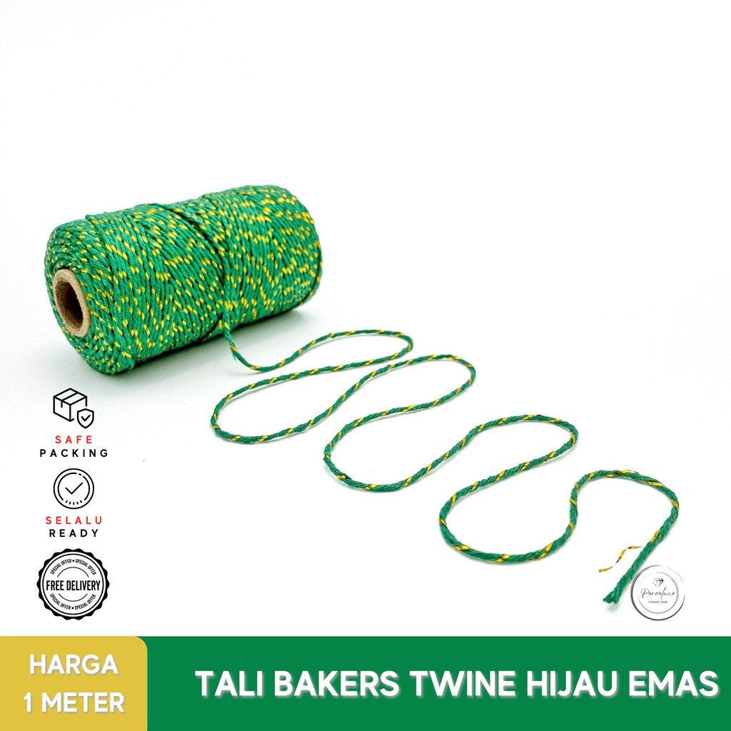 

[Meter] DIY Tali Craft Bakers Twine Warna Hijau Emas Metalik Diameter 2 mm Pita Benang Kain Katun Tambang Jute Rami Kerajinan Tangan Kado Hiasan Dekorasi Hampers Parcel Craft Natal Christmas Idul Fitri Lebaran Imlek Green Gold