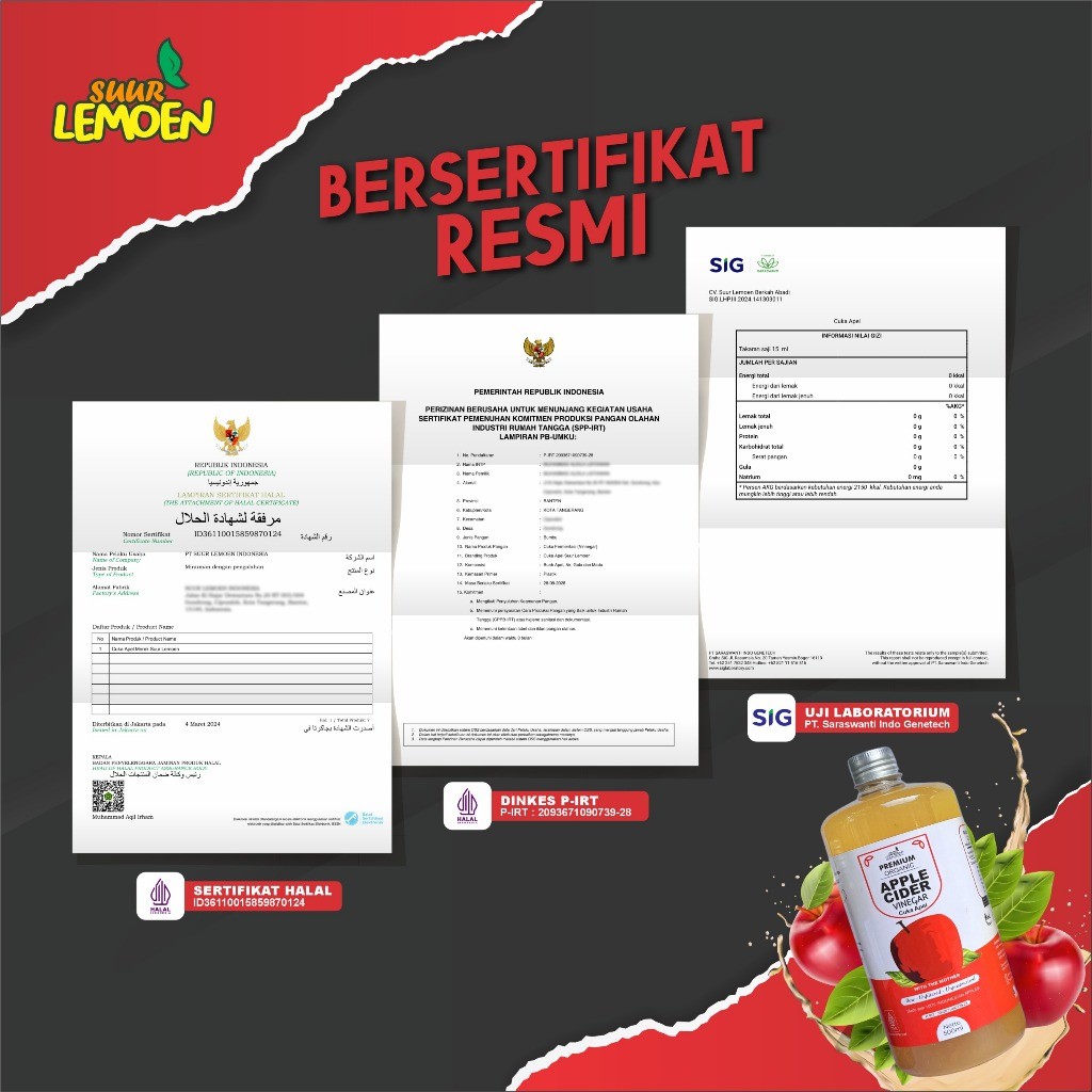 

Ay00! Suur Lemoen Cuka Apel - Organic Apple Cider Vinegar - Paket Hemat 2 Liter - HALAL
