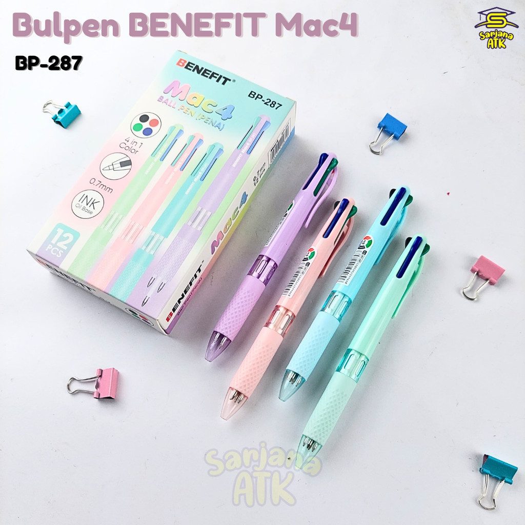 

(1 Pcs) Ball Pen Mac4 / Bulpen 4 Warna BENEFIT BP-287 0.7mm