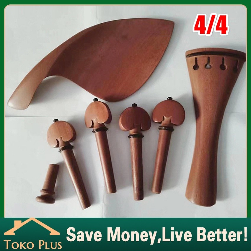QV58KJ Set Parts Biola/Violin 4 / 4 - Peg,Chinrest,Tailpiece,Endpin - Tuning Pegs