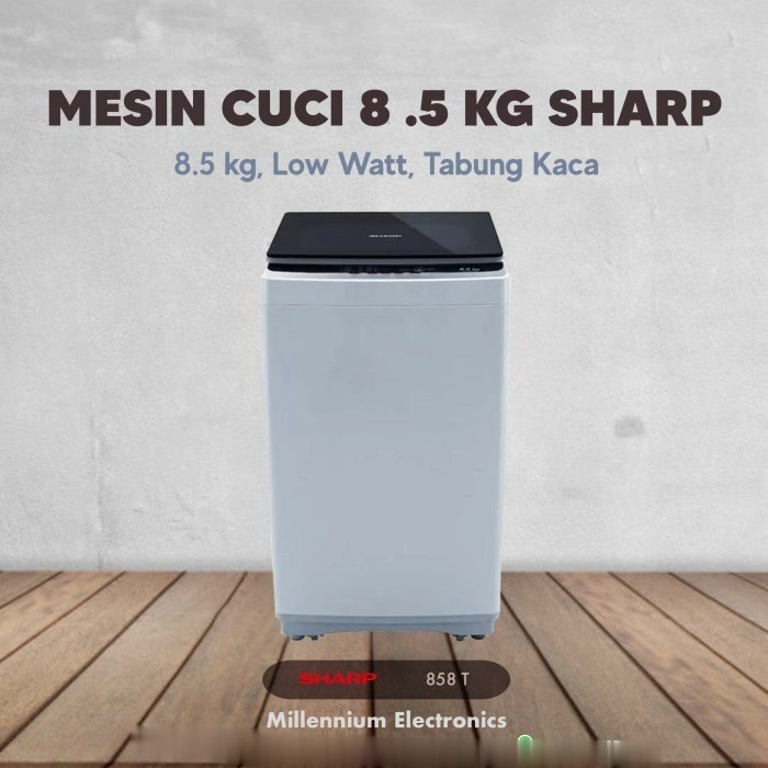 MESIN CUCI SHARP ESH 858 T GY 1 TABUNG TOP LOADING 8.5KG ESH858T 858t