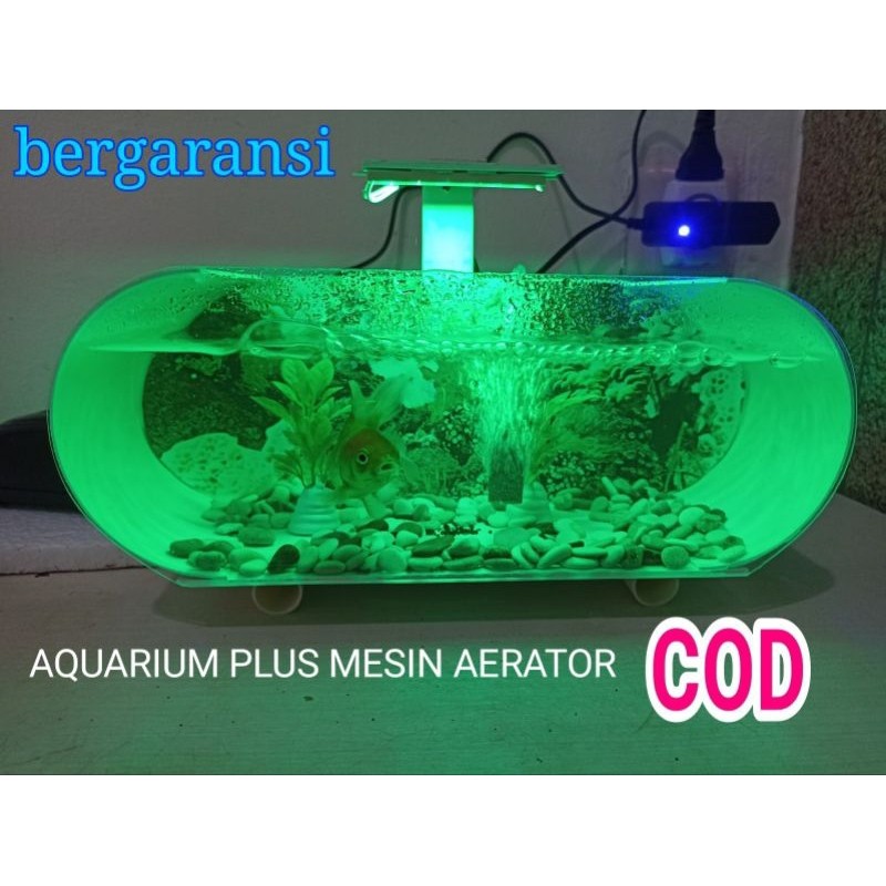 HY76T 1 SET AQUARIUM MINI PLUS MESIN AERATOR/AQUARIUM MINI CUPANG PLUS GELEMBUNG UDARA