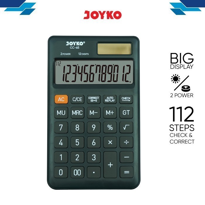 

Calculator Kalkulator CC-65 12 Digits Check & Correct Joyko