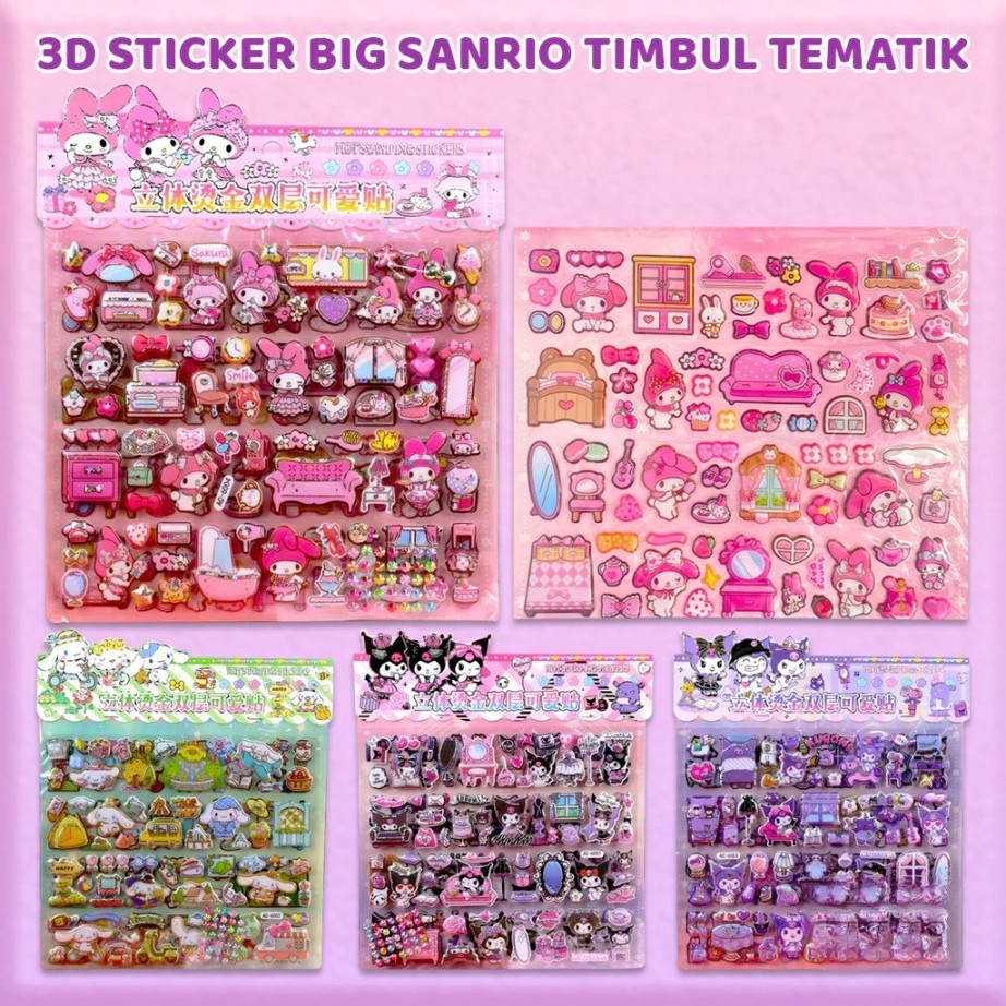 

3D Sticker Sanrio Timbul Big Tematik Stiker Tempel Karakter Kartun Hiasan Lucu Mainan