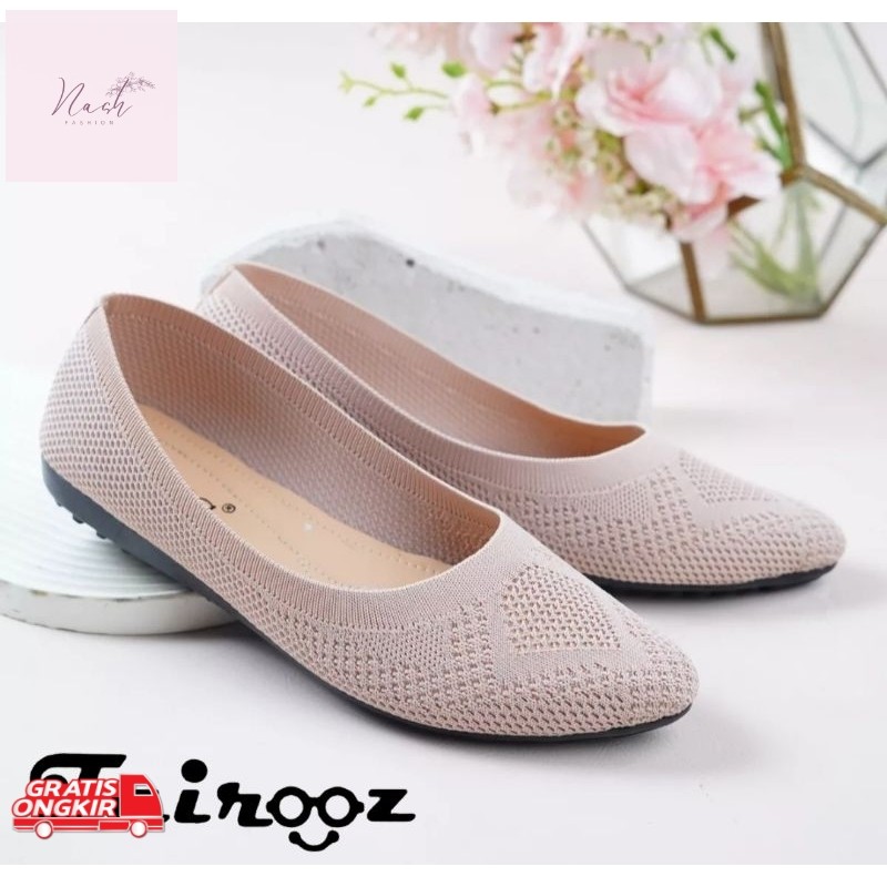 Sepatu Korea / Fairooz - Sepatu Wanita Flat Shoes Rajut Import