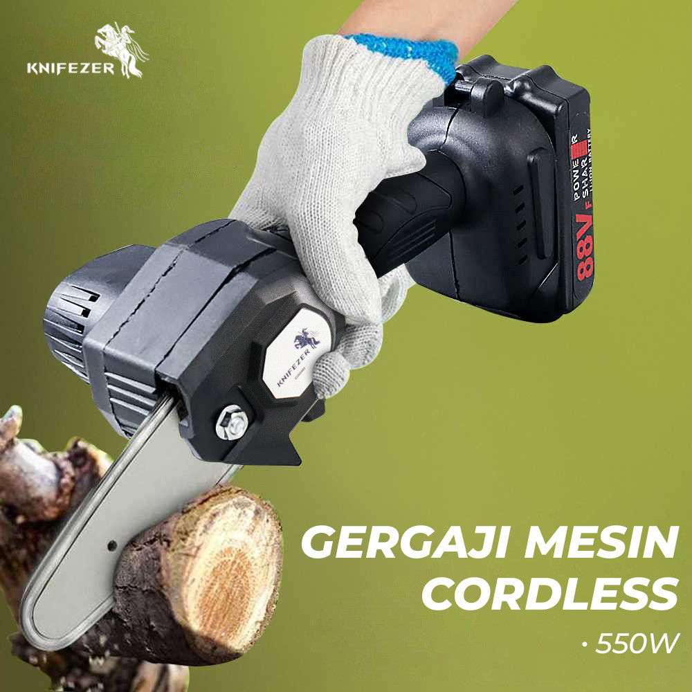 

KNIFEZER Gergaji Mesin Senso Cordless Chainsaw 21V 4 Inch 550W - D260489