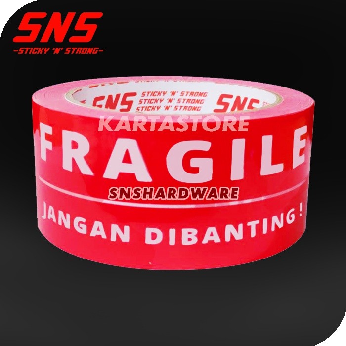 

1 KARTON Lakban Fragile Merah 100 Yard SNS (Sticky N Strong) Khusus SAMEDAY (PackLah)