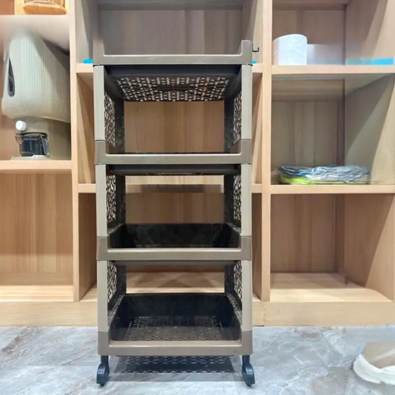 Rak Serbaguna Troli Roda 4 Susun Rak Penyimpanan Multifungsi Lemari Susun Rak Yoyo 4 Tingkat Rak Dap