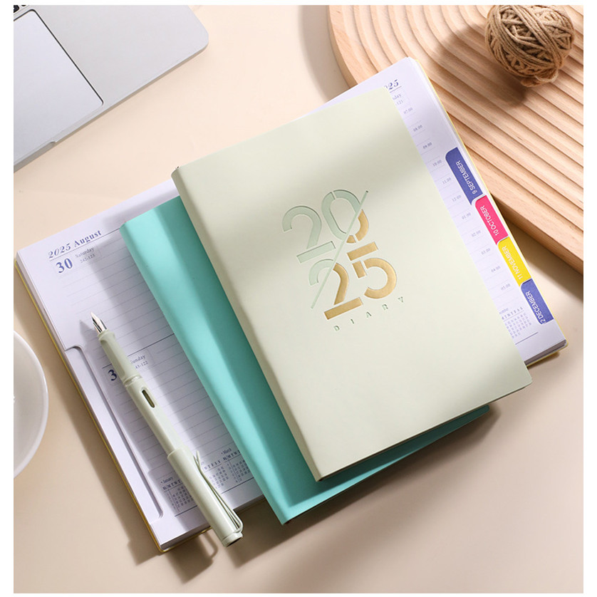 

2025 A5 Planner Notebooks English Language Notebook Pu Leather Cover School Agenda Plan Weekly Monthly Calendar Diary Organizer