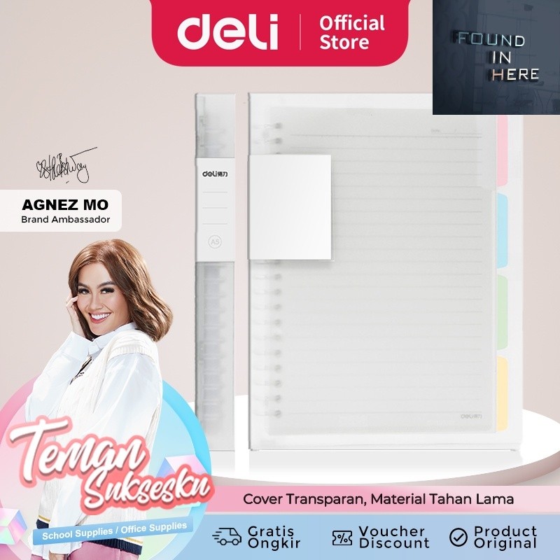 

HOT SALEE!! / Deli Loose Leaf / Buku Catatan Binder Clip Notebook 60 Lembar QHX560