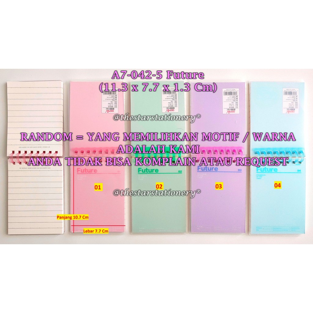 

(1 Biji) GROSIR Spiral Note Book A7-042-5 / Buku Tulis Spiral GXIMP A7 70-74 Lembar 11.3*7.7*1.3