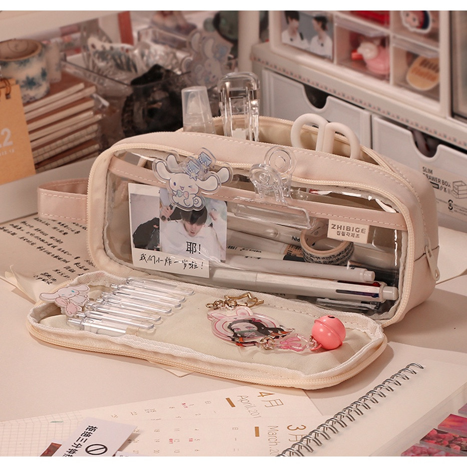 

Jual Produk Super Large Capacity Pencil Case Kawaii Canvas Pencil Box Pen Pouch Organizer for Girls