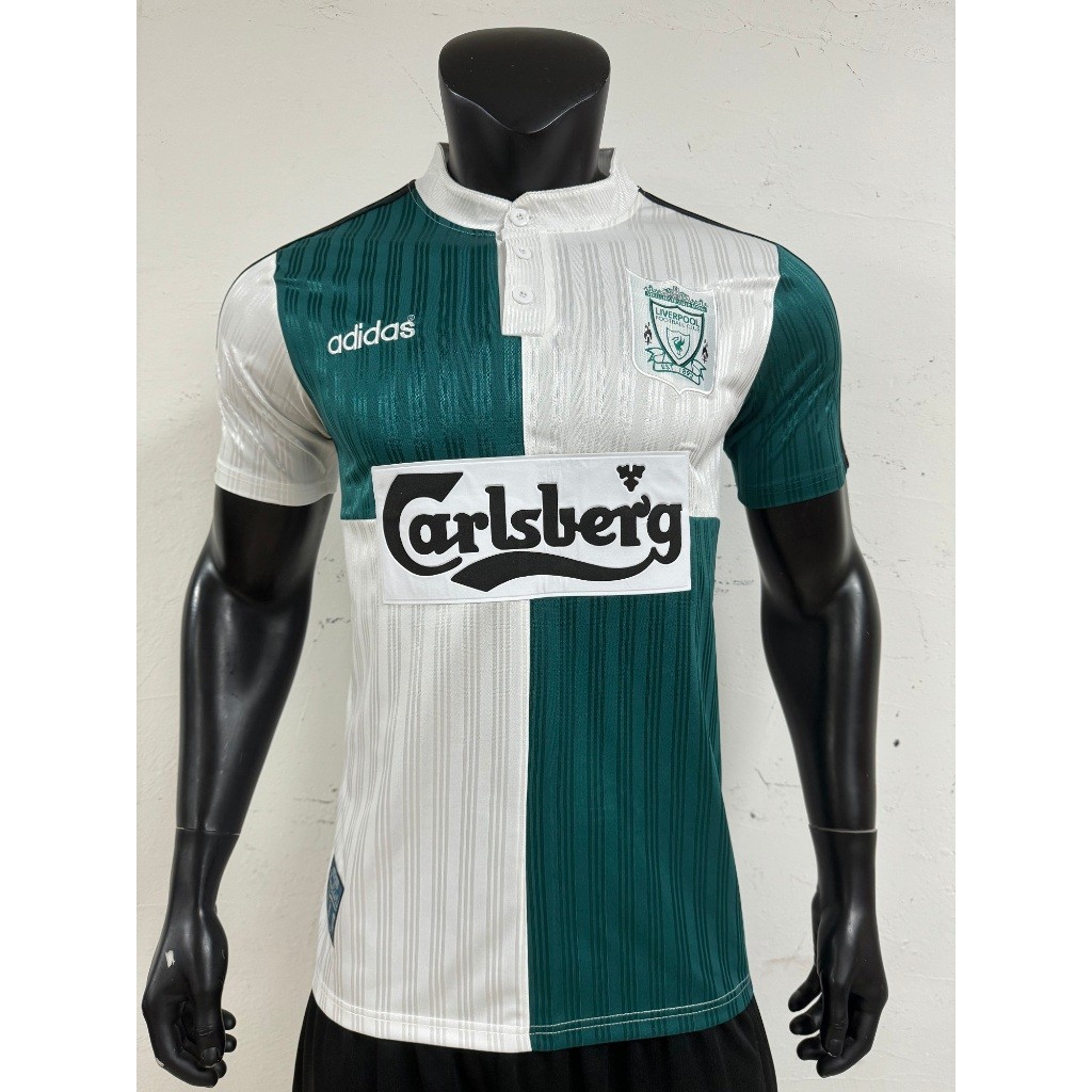 BAJU BOLA JERSEY SPONSOR VELVET TIMBUL LIVERPOOL AWAY RETRO 1995 1996 JERSEY RETRO JERSEY RETRO