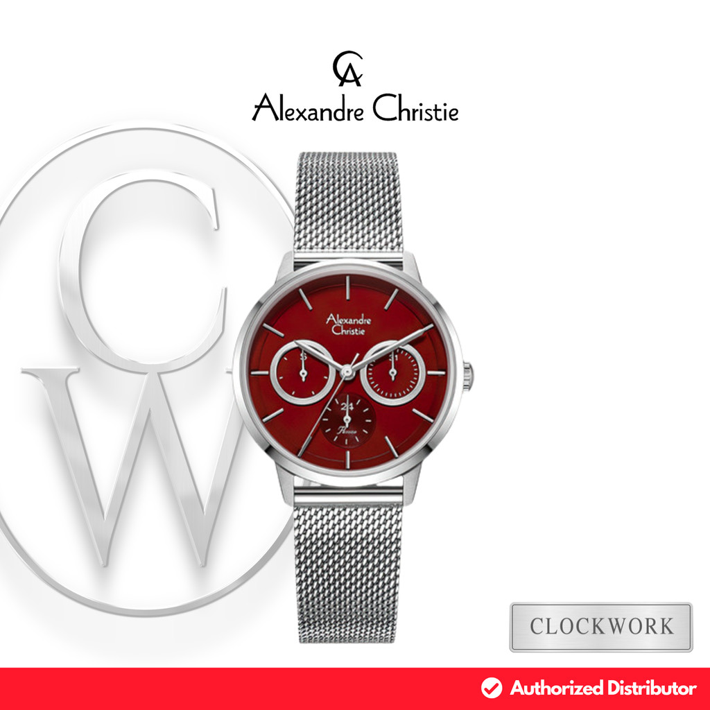 Jam Tangan Wanita Alexandre Christie Multifungsi AC 2682 BFBSSRE Rantai Pasir / Mesh Strap Casual Mi