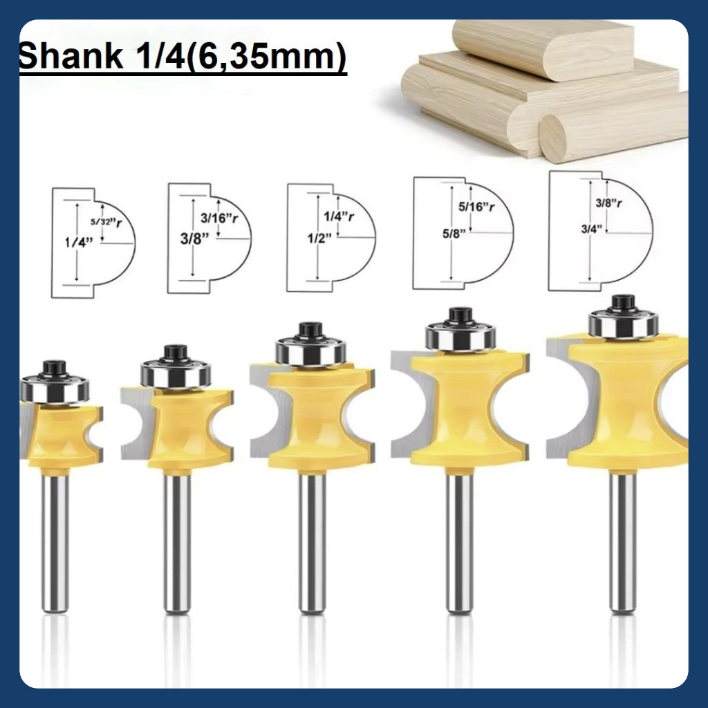 Mata Profil Router Molding Bullnose Setengah Lingkaran shank 1/4