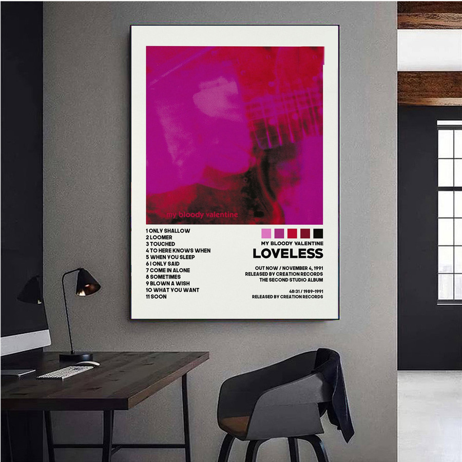 

M-My Bloody Valentine Loveless Music Album Cover Tracklist Poster Prints Wall Art Picture Canvas Painting Living Room Home Decor