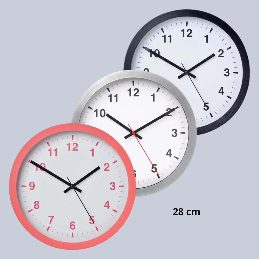 IKEA, Jam dinding, dg 3 pilihan warna,  Hitam,Merah muda, Warna silver 28 cm