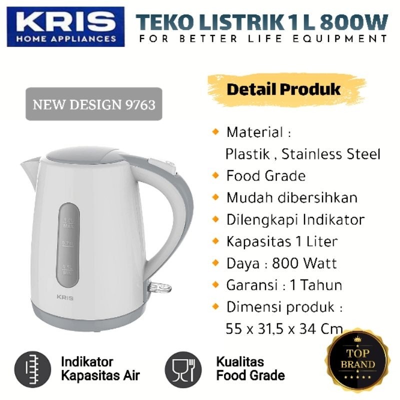 TEKO LISTRIK 1 LITER | PEMANAS AIR LISTRIK | TEKO LISTRIK STAINLESS LOW WATT | TEKO LISTRIK | KRIS