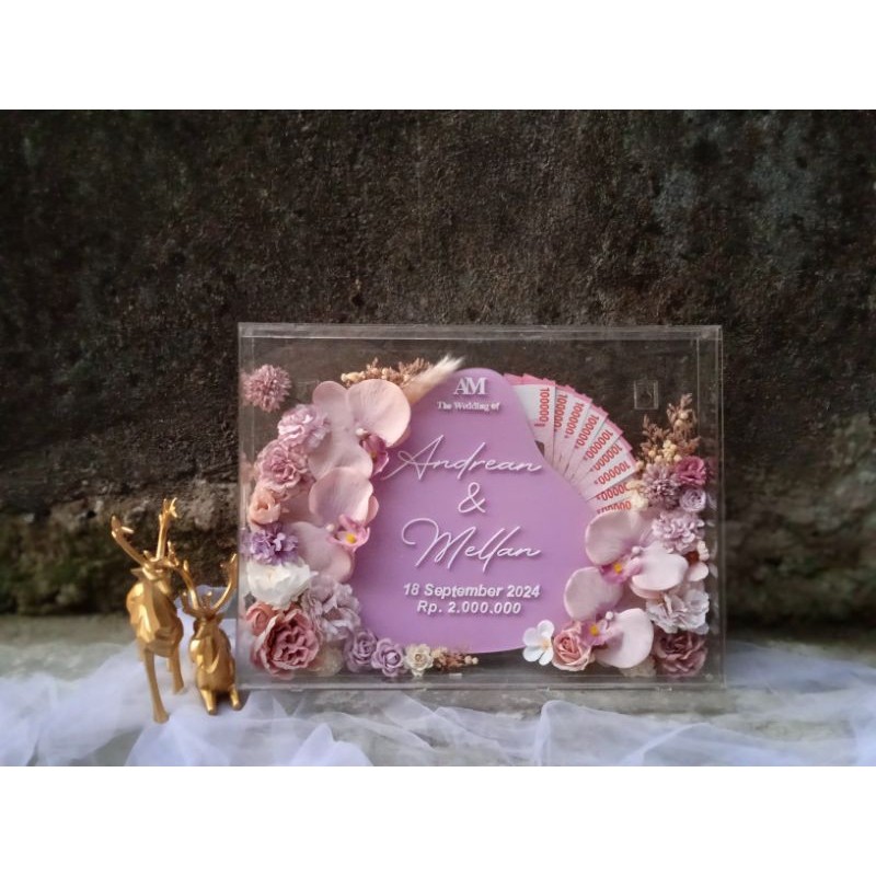 MAHAR UANG MURAH TERMURAHH Mahar Pernikahan Akrilik 30X40 / Mahar Botanical Akrilik / Mahar Tetes Ai