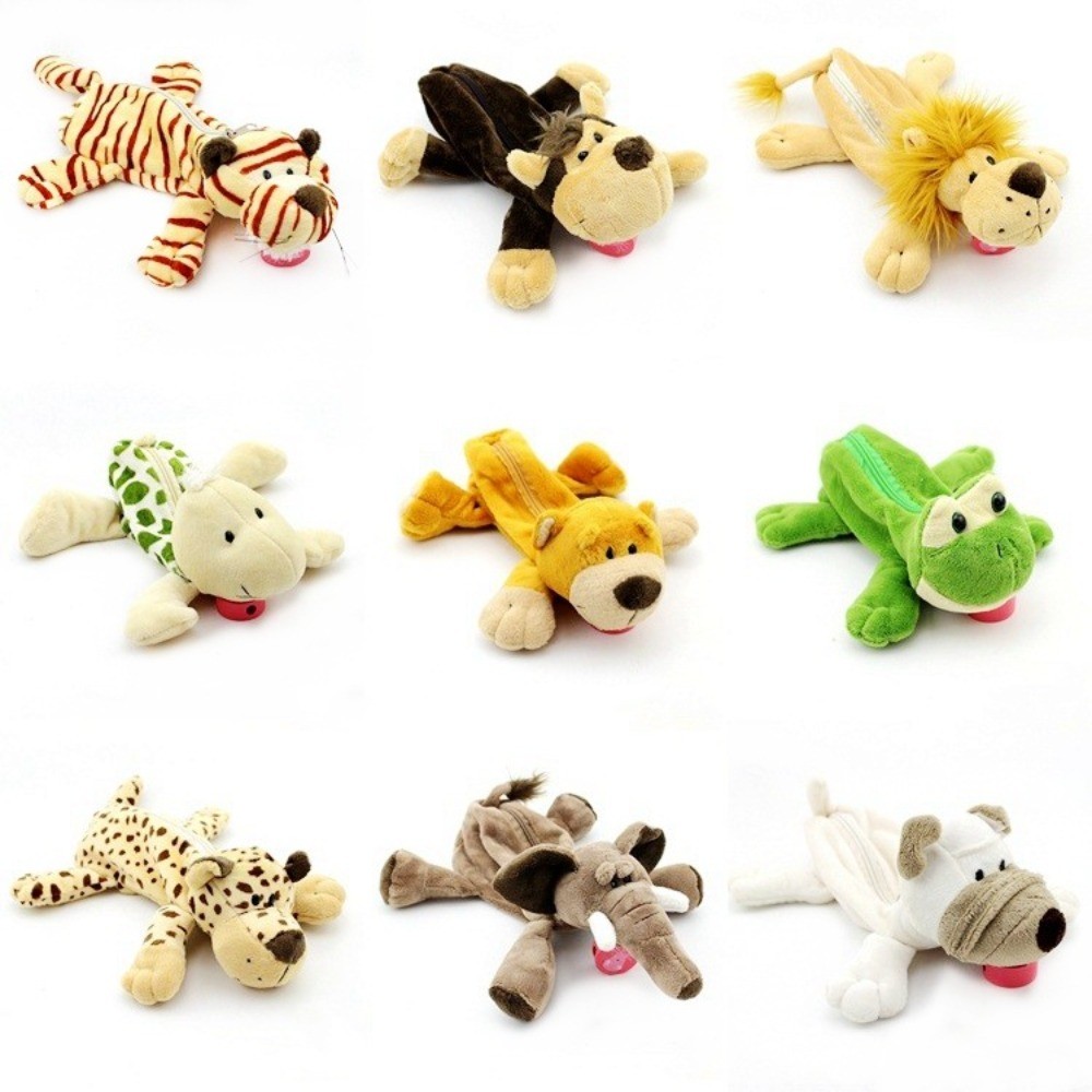 

Cute Plush Pencil Bags Creative Forest Animal Kawaii Storage Bag Lion Monkey Large Capacity Stationery Case Gift