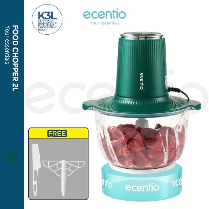 PROMOecentio Blender 3 Fungsi Premium - Giling Daging, Cincang Bumbu & Kocok Telur, 2L Kaca Anti Gor