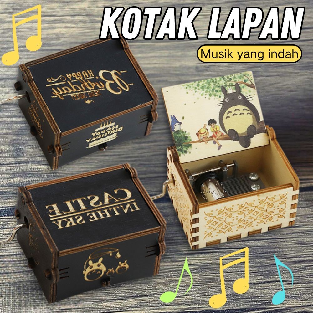 Kayu Kotak Vintage Music Box Music Manual Diputar