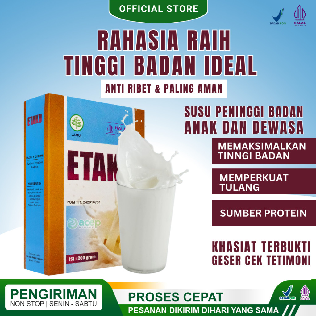 

PROMO Etaku Goat Milk - Susu Etawa Bubuk Solusi Untuk Peninggi Badan Sesak Nafas Asma Dan Kolesterol