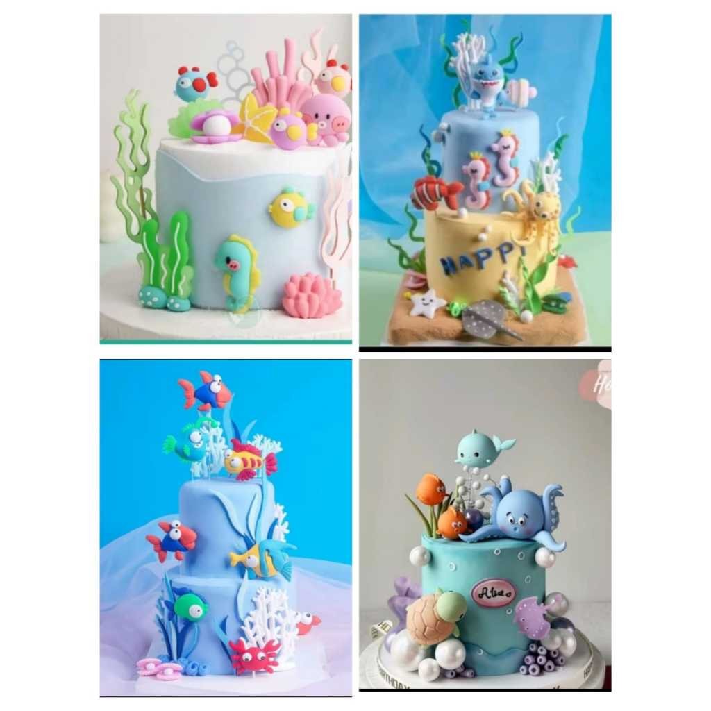 Topper Figure ikan, Topper ikan tropis, topper ikan laut, hiasan kue ikan tropis, hiasan kue ikan la