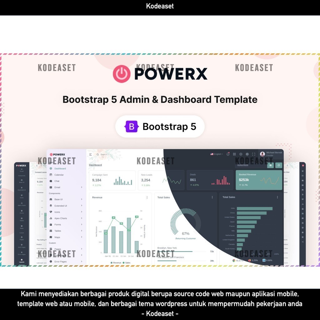 WEB TEMPLATE POWERX - BOOTSTRAP 5 ADMIN & DASHBOARD UI KIT D2389 KODEASET