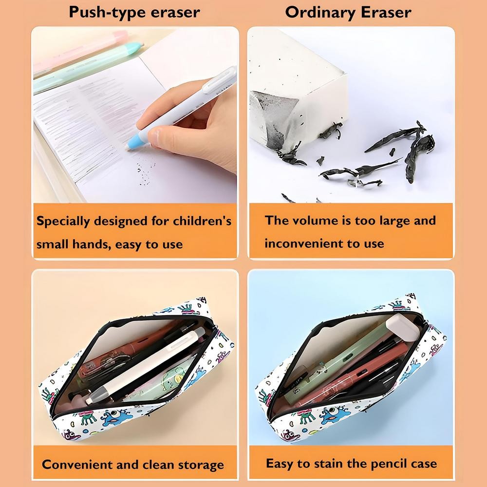

Retractable Erasers Pen Style Eraser Rubber Eraser With Retractable And Push-up Function Pencil Eraser With Retractable Design