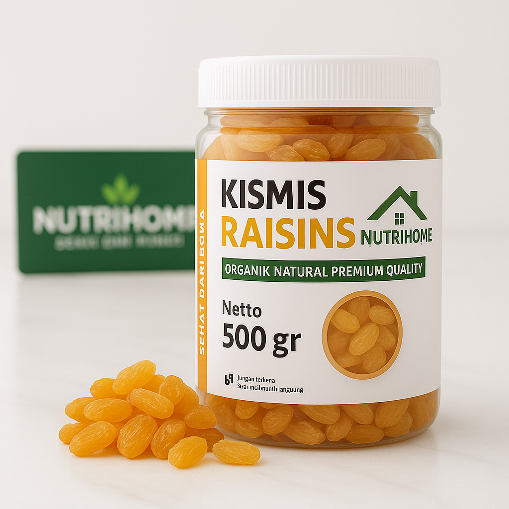 

Kismis Kuning Nutrihome 1 Kg – Golden Raisin Organik Alami, Camilan Sehat Premium