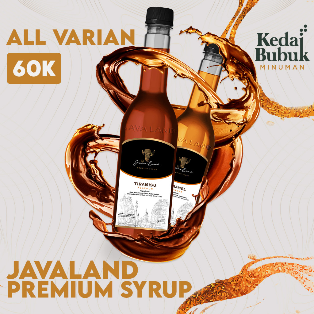 

Terlaris Javaland Syrup / Sirup All Varian 620ml | Rasa: Caramel / Karamel , Caramel Signature , Salted Caramel , Vanilla , Wild Mint , Strawberry , Pandan , Lychee / Leci , Tiramisu , Mango / Mangga , Blue Curacao , Butterscotch
