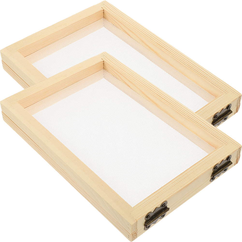 

2 Pcs Wood Picture Frame Material Package Diy Paper Making Kit Screen Pulp Mold and Deckle for Copper Papermaking Child