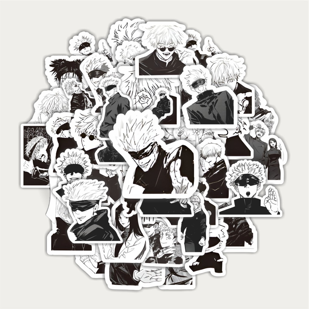 

Sticker Pack Stiker Anime Jujutsu Kaisen Black & White | Sticker TUMBLR | Stiker LAPTOP KOPER HELM