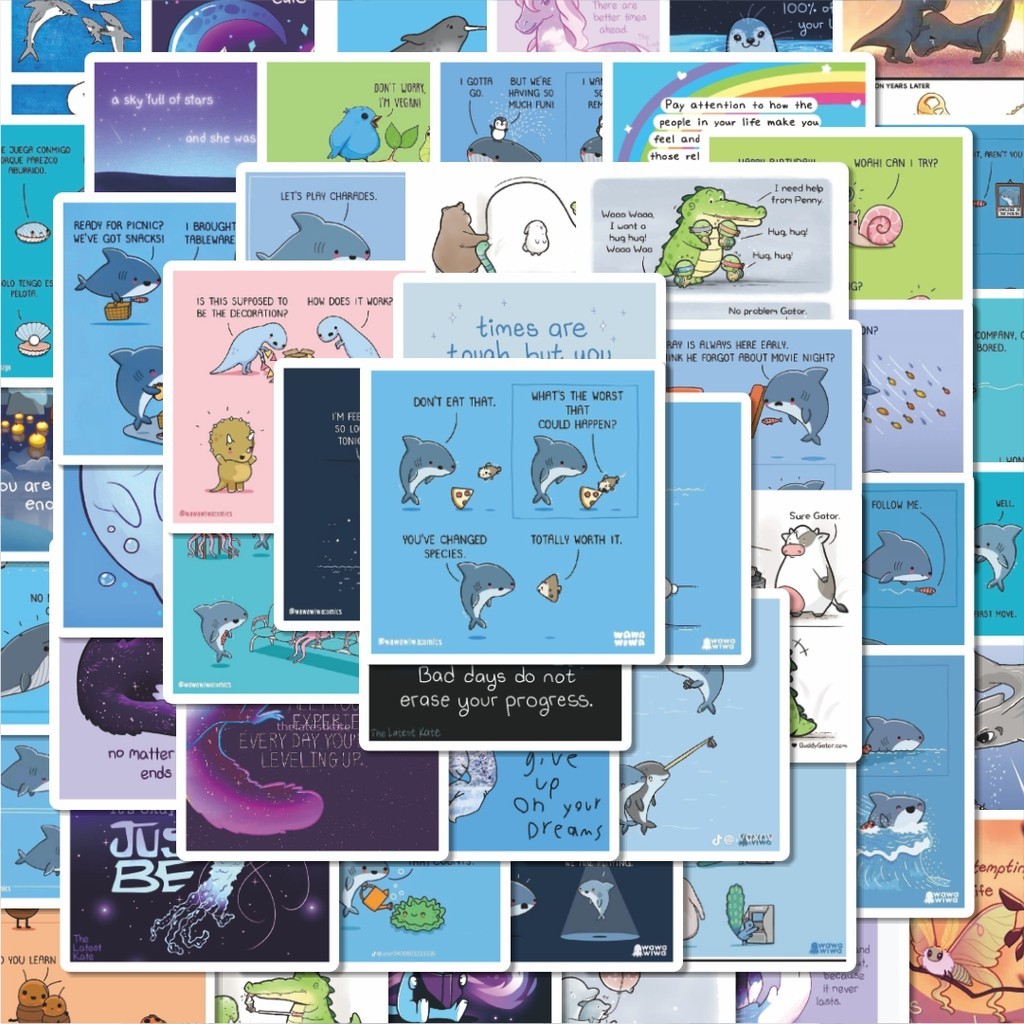 

100PCS Lucu Stiker Animal Under The Sea [Binatang Dibawah Laut] Stiker Aesthetic Stiker Anti Air Stikers Berperekat Waterproof sticker decal buat Motor Helm Buku Journal Koper Casing HP Laptop Botol Minum Hadiah anak