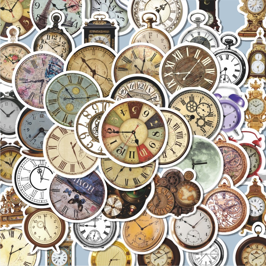 

100PCS Lucu Sticker Jam Vintage Sticker Stiker Aesthetic Stiker Anti Air Stikers Berperekat Waterproof sticker decal buat Motor Helm Buku Journal Koper Casing HP Laptop Botol Minum Hadiah anak