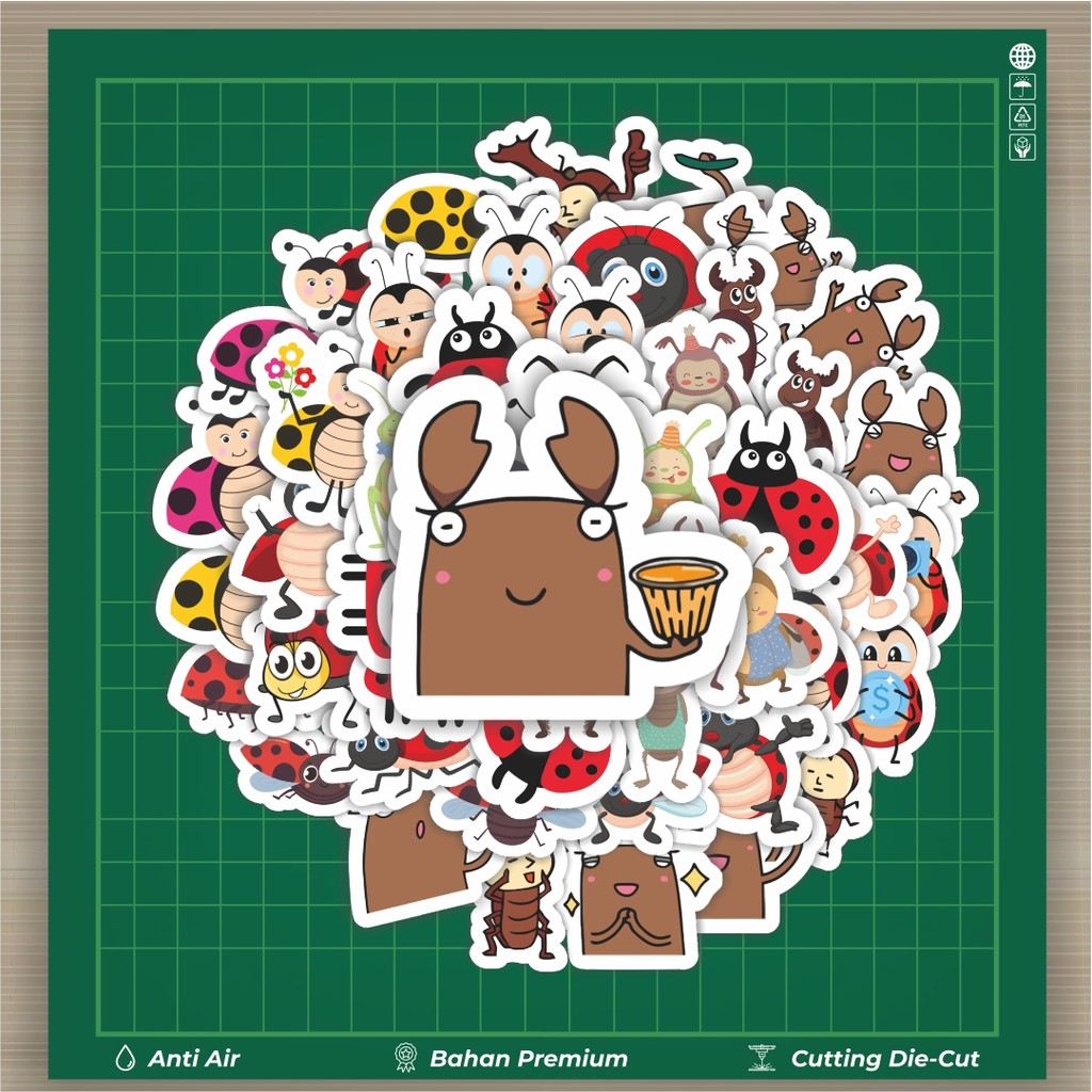 

HOT 50 PCS STIKER Hewan Kumbang Sticker Stiker Fashion Cars Decal Dingin Kartu Album Custom Vinyl Anti Air- Sticker Aesthetic Buku Journal Koper Casing HP Tablet Laptop Helm Motor Botol Minum