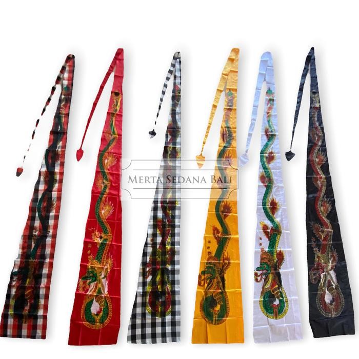 Umbul Umbul Motif Naga / Bendera Gambar Sablon 4, 5, 6, 7 Meter Khas Bali Kain - Putih, 4,5 Meter