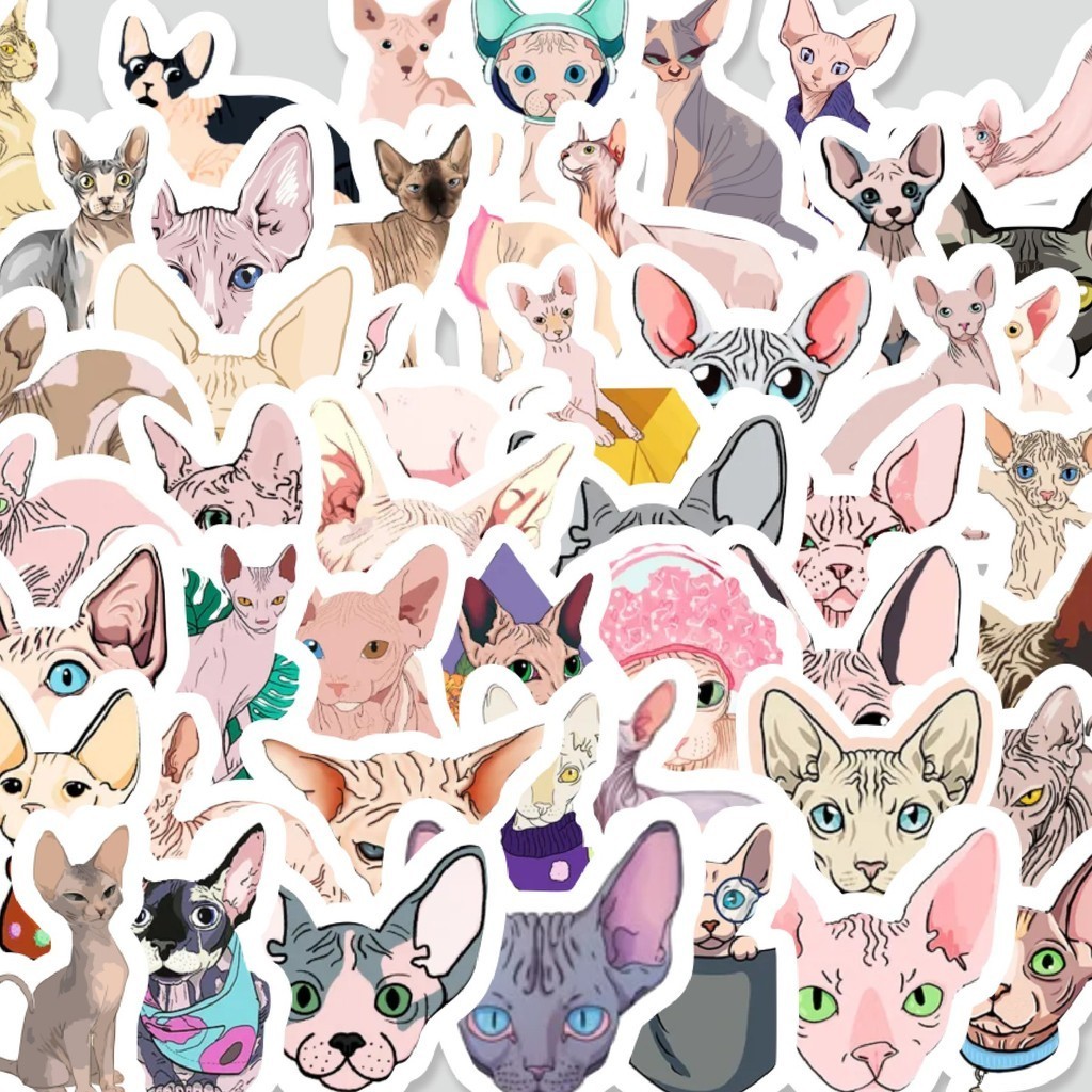 

Stiker Cutting Pack Stiker Hewan Kucing Sphinx Isi 100Pcs Series Aesthetic Lucu Keren Untuk Koper Bahan Vynil