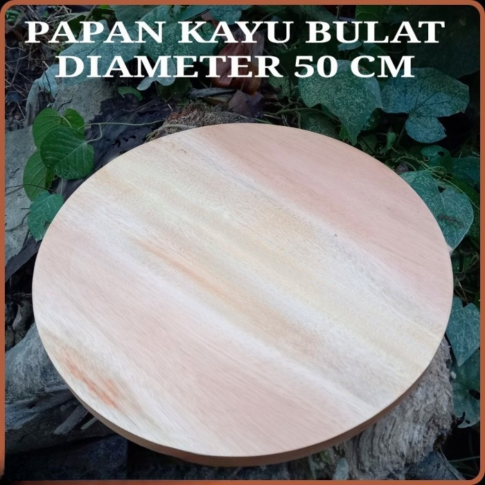 Papan kayu bulat 55 cmdaun meja nampan tatakan kayu - AMPLAS HALUS, - AMPLAS HALUS, KAYU MAHONI