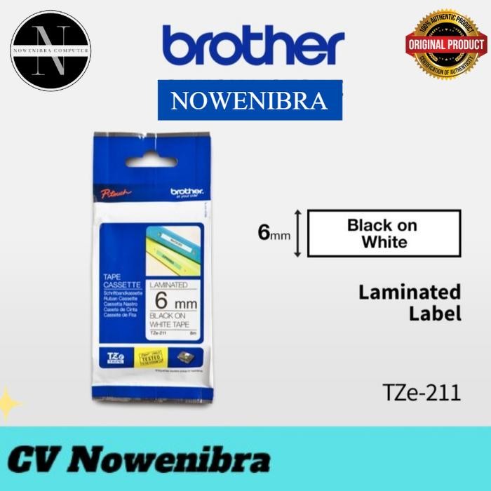 

Brother Label Tape TZE-211 6mm x 8m Black On White TZe211 - TZE211