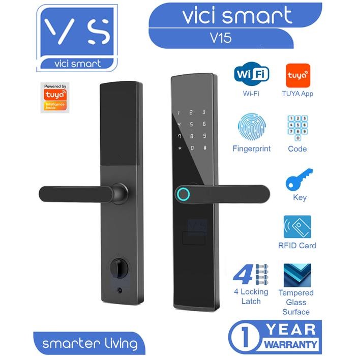 

WIFI TUYA Smart door lock RFID Card, Fingerprint, Code, APP, Kunci - V15 Sale