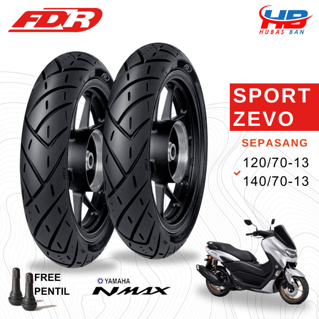 Ban Motor Nmax Sepasang Ring 13 FDR Sport Zevo 120/70 & 140/70 Ban Tubles Depan Belakang Yamaha Nmax