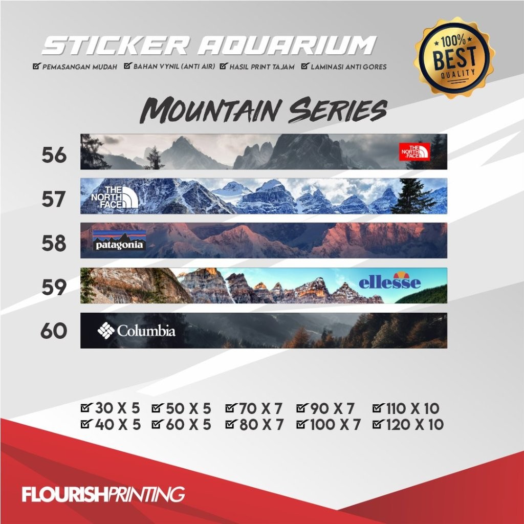 STIKER AKUARIUM / STICKER AQUARIUM LIST DEPAN "MOUNTAIN SERIES"