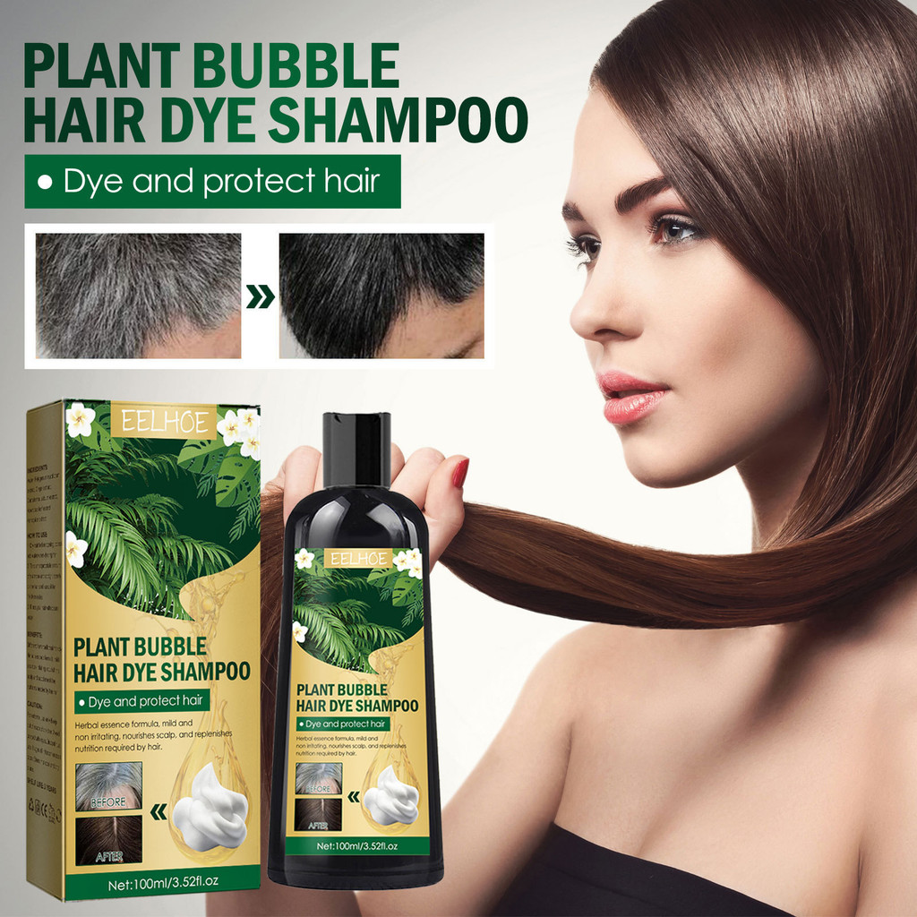 EELHOE Plant Bubble Hair Dye Shampoo 100ml Pewarna Rambut Shampoo Bubble Plant Bubble Hair Dye Shamp