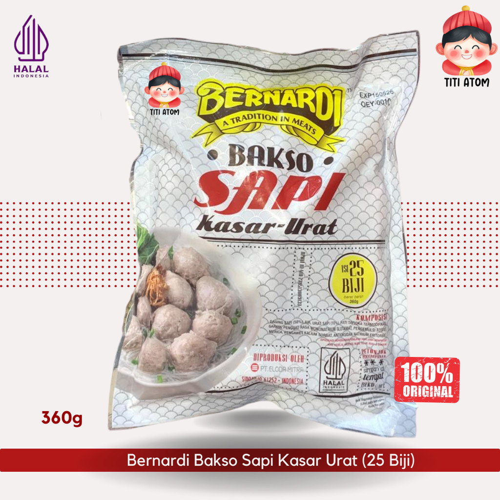 

Bernardi Bakso Sapi Kasar Urat Beef Meatball Frozen Food 360g 25 Biji