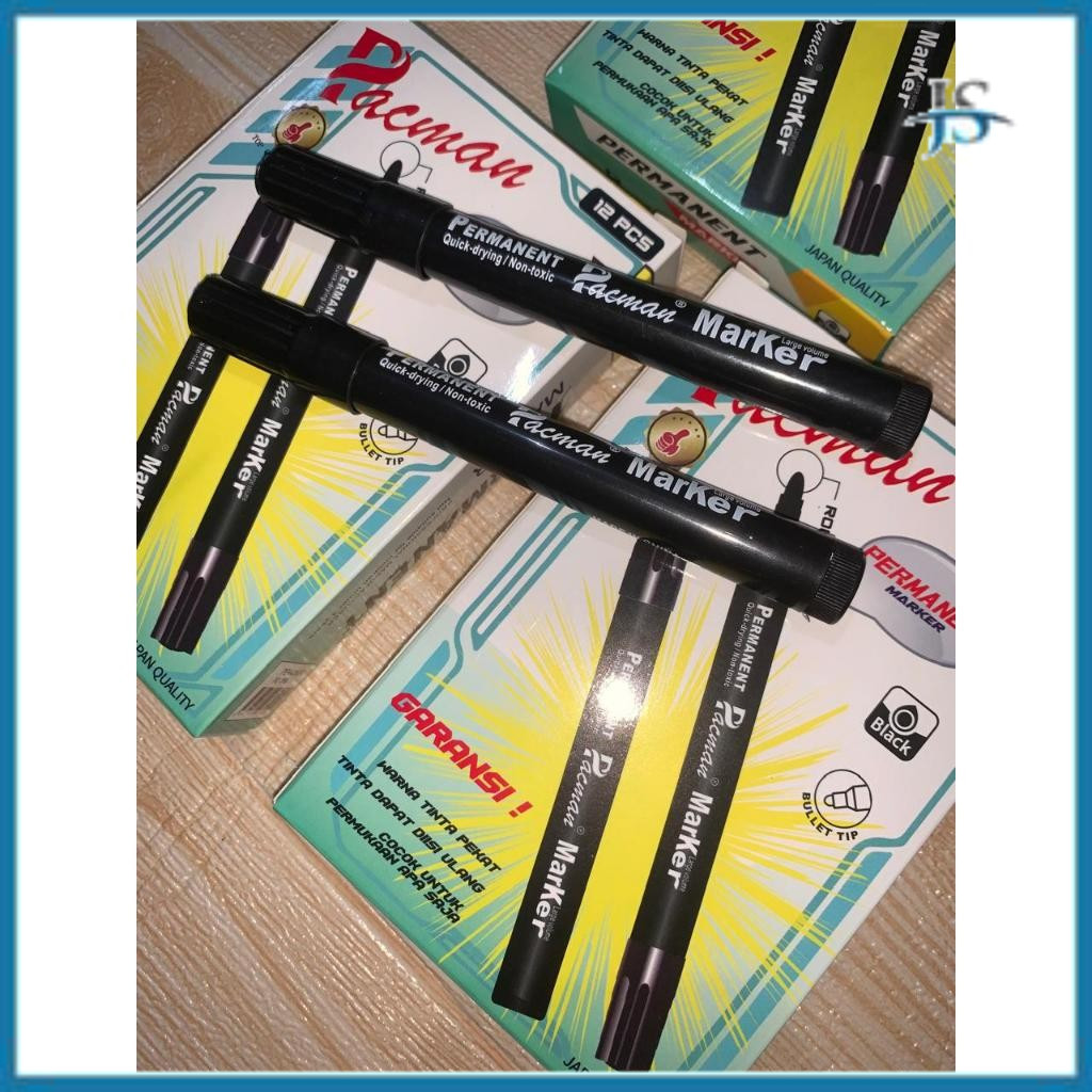 

JS PAKET 5PCS DAN 1PCS SPIDOL MARKER PERMANET PACMAN 1BOX ISI 12 pc